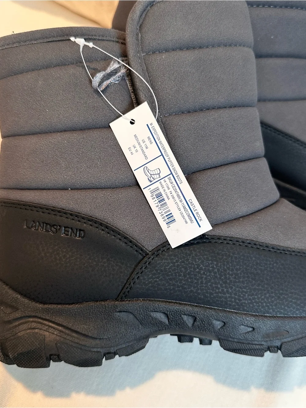 Lands' End Men's Expedition Waterproof Snow Boots in Castle Rock. Size 11. NWT